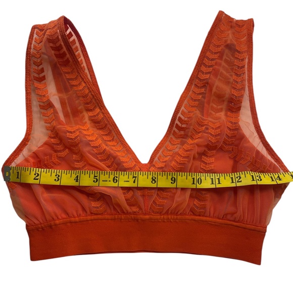 Free People movement Orange V-Neck sports Bra, Lace,Textured,Lined, Small,New - Picture 3 of 9